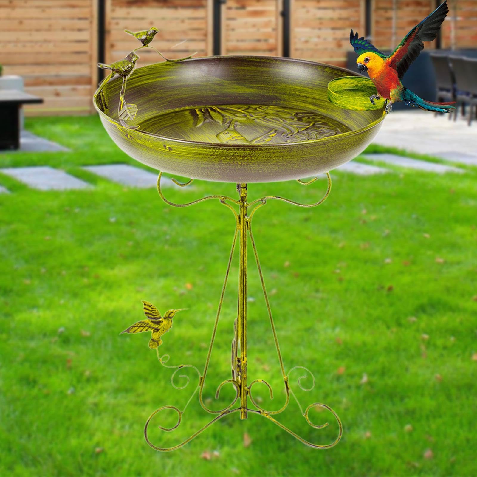 Bebedero para pájaros de hierro de metal para pájaros, comedero, zócalo, cuenco multifuncional para exteriores, para jardín, terraza, patio trasero