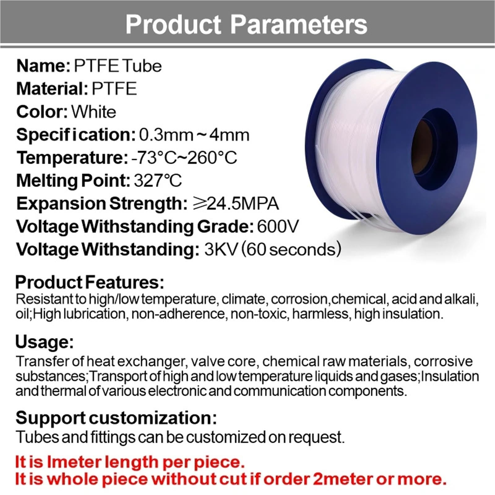 PTFE Tubo Tubo rígido de manguera con aislamiento capilar F46