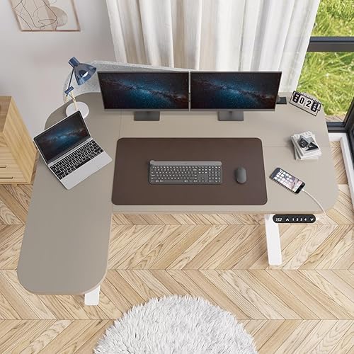 Miniatura 19 de Escritorio eléctrico de pie de 48 pulgadas con puerto de carga USB, escritorio de pie ajustable en altura con preajustes de memoria, amplio Marrón