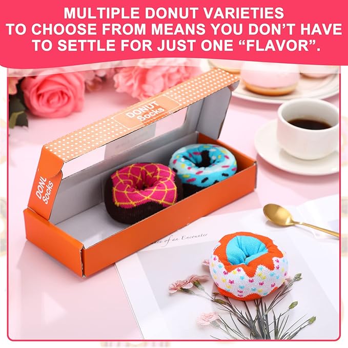 3 Pares Calcetines Donut Mujer Algodón Caja Regalo miniatura 2
