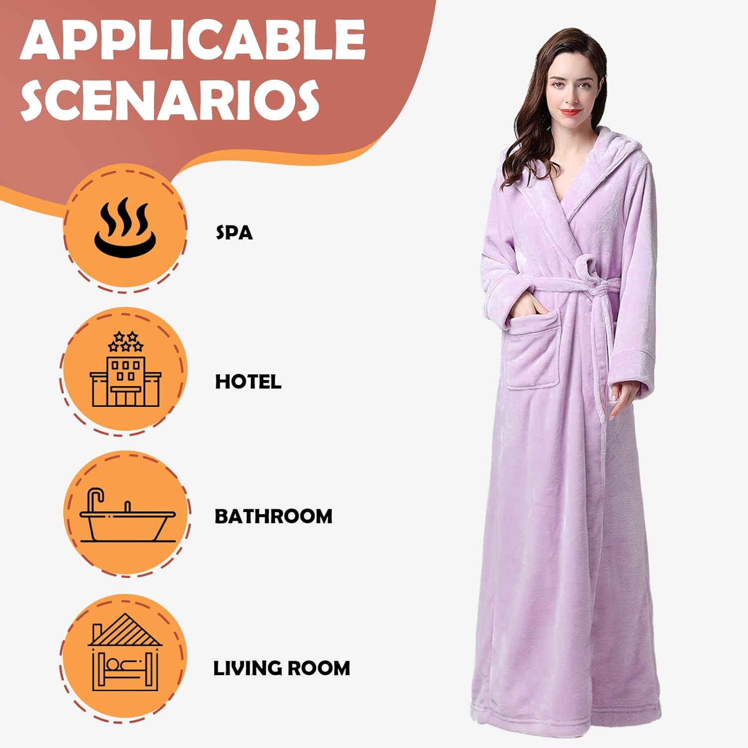 Oksun Womens Long Fleece Robe: Floor Length Flannel Hooded Bathrobe, Plush Warm Winter Housecoat, Fluffy Soft Cozy Nightgown - Image 2