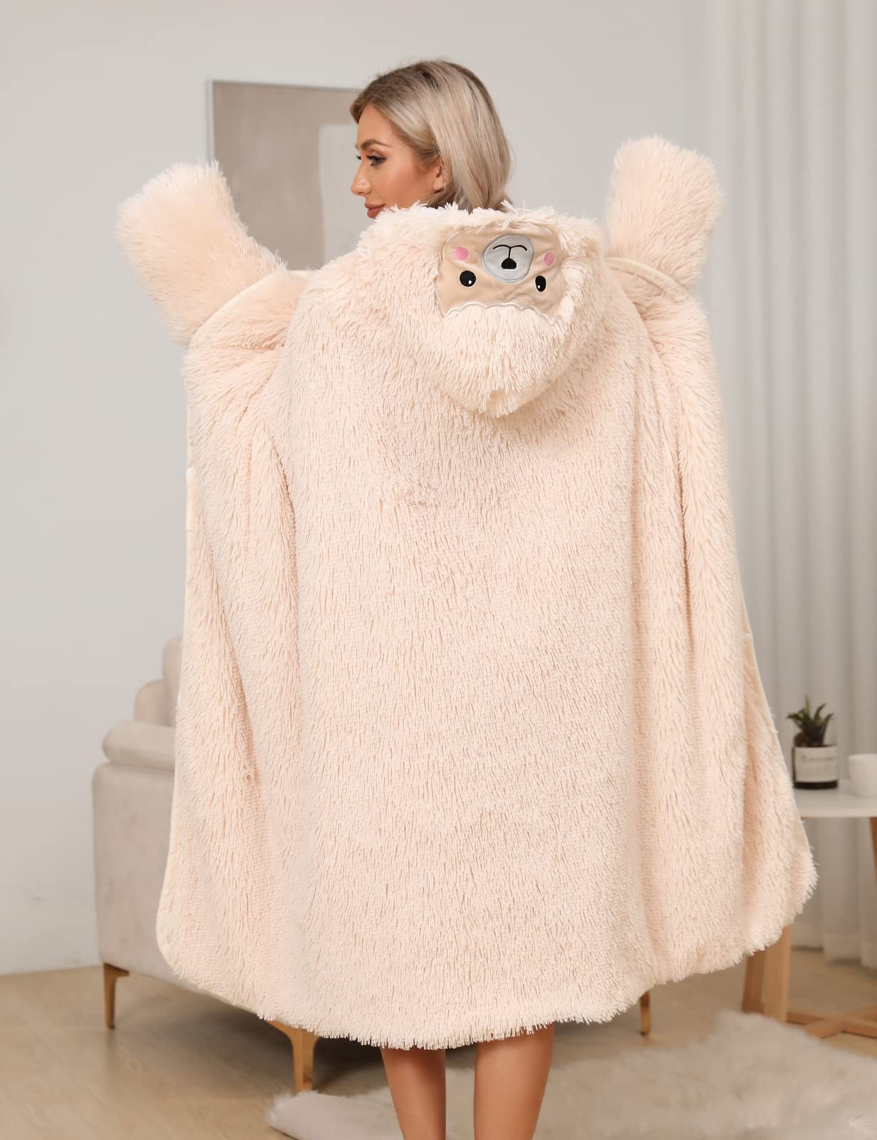 RITOSTA Felpa Coperta Donna Coperta con Maniche Donna Felpa Gigante Coperta con Maniche Pile Coperta Indossabile Coperta Sherpa Cartone Animato con Guanti per Donne Uomini
