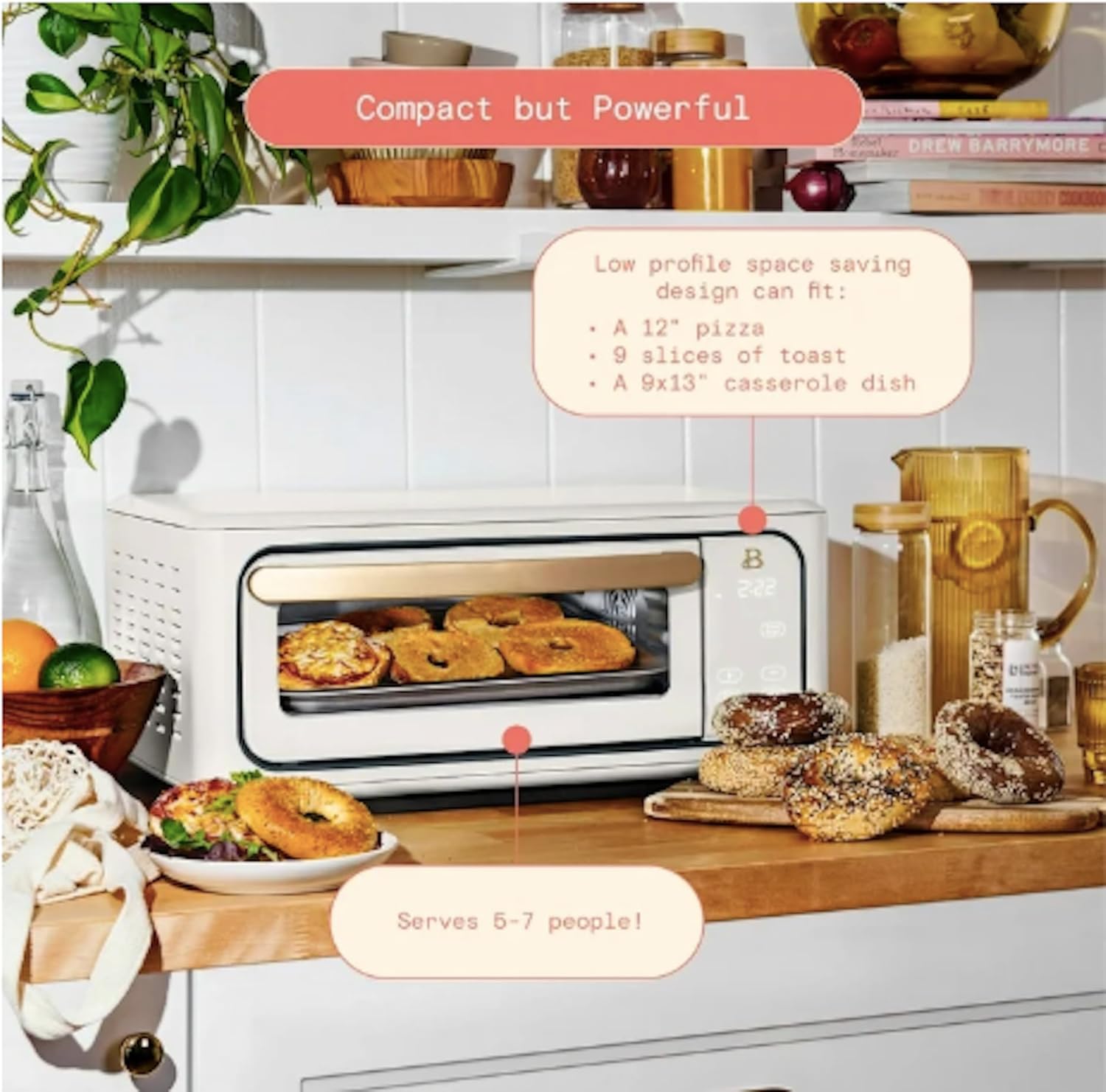 Air Fry Toaster Oven with Infrared Heating, 10-in-1 Digital Countertop Oven, 15L Large Capacity Fits 12” Pizza or 9x13” Pan, 1800W, 3-Speed Convection, Touch Display - White