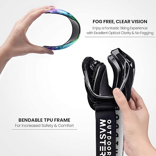 Miniatura 32 de OutdoorMaster - Gafas de esquí/snowboard para hombres, mujeres y jóvenes, 100% protección contra rayos ultravioleta, para usar sobre los anteojos