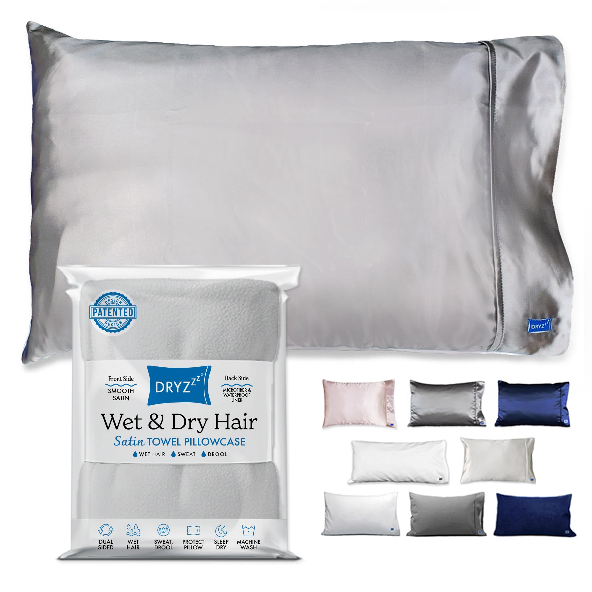 Amazon｜ウェットヘッド用枕カバー(サテンシルバーグレー)｜枕カバー