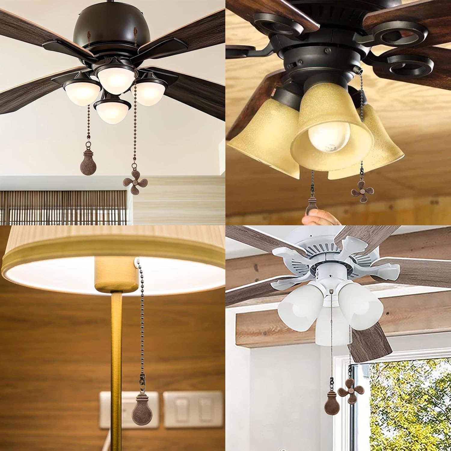 Adjustable Ceiling Fan Pull Chain Detachable Links (6-26 Inches), For Indoor，Outdoor Fans Red Bronze