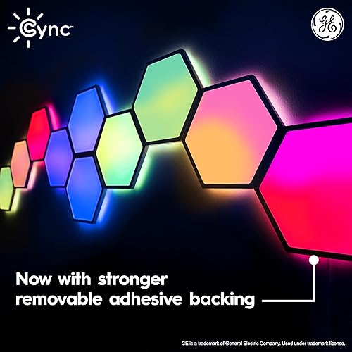 Miniatura 9 de Cync GE Dynamic Effects - Luces LED hexagonales inteligentes con WiFi que cambian de color, paneles de luz de pared para decoración de habitación,