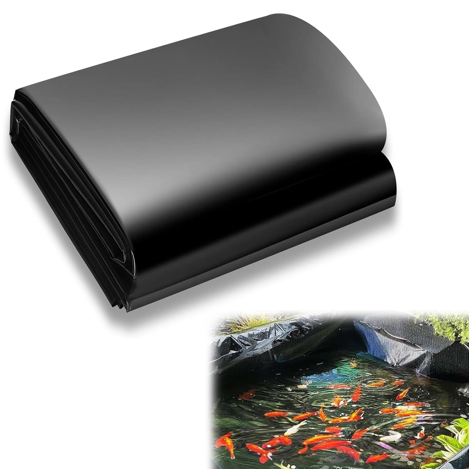 3x4m Teichfolie, Teichfolien Schwimmteich Folie | Wasserdicht leckdest Gartenteich Teichplane Schwarz HDPE für Fischteiche, Brunnen, Wassergarten und Wasserfall Stärken 0.2 MM