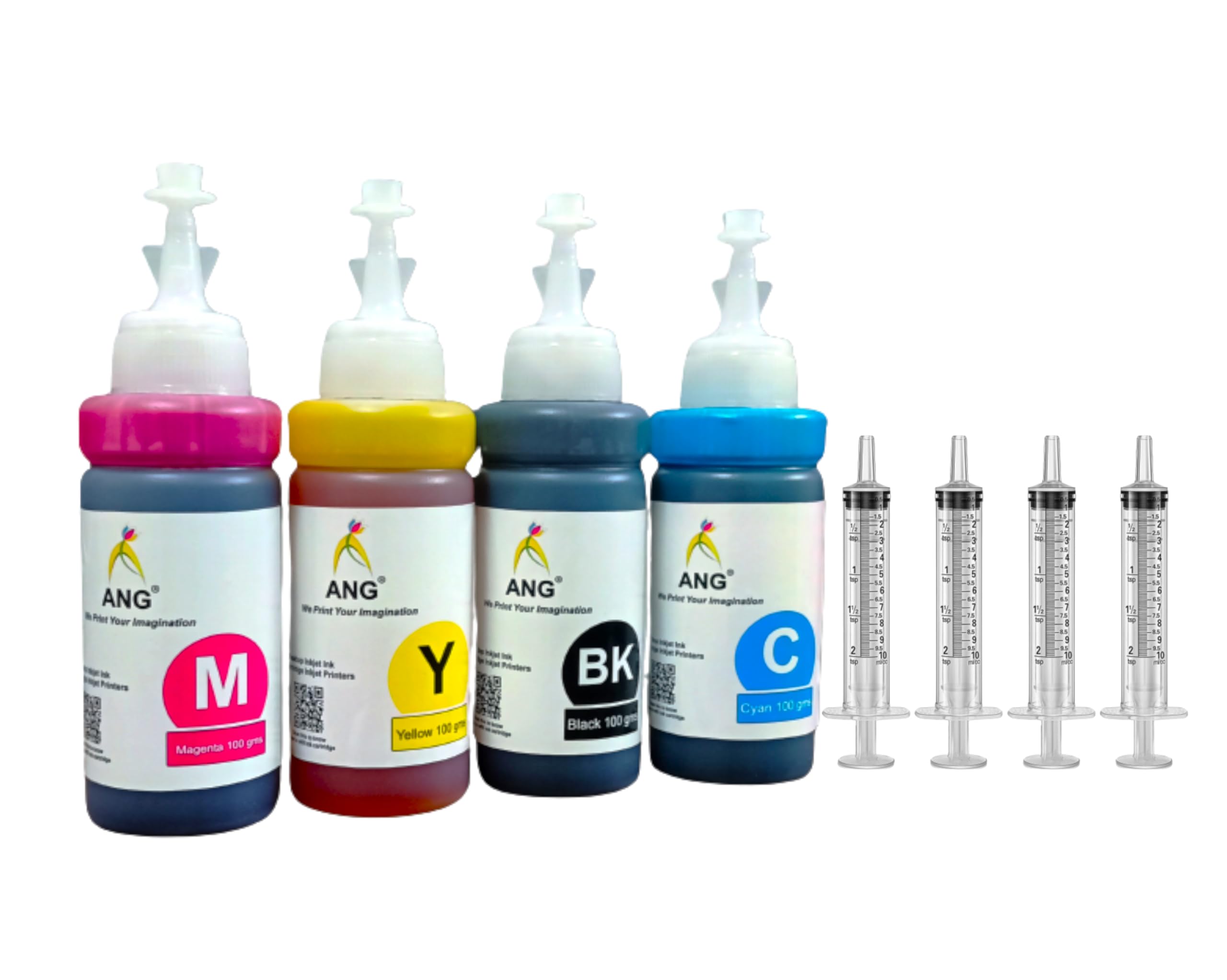 ANG Compatible Printer Ink for 2135, 1112, 1212, 1510, 2131, 2723, 3835 | Ink Bottles with Syringes