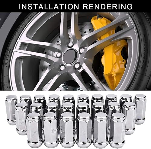 Miniatura 5 de IRONTEK Tuercas de rueda de 14 x 1.5 con extremo cerrado, 24 piezas de tuercas cromadas plateadas para