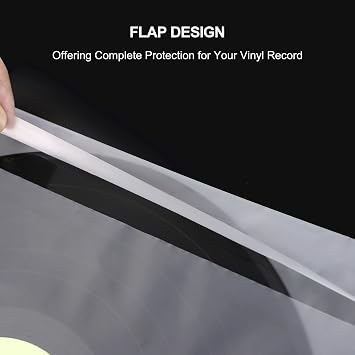 SpinArt 50PCS Vinyl Record Inner Sleeves, 12 Vinyl Record Protective Sleeves, Round Bottom Vinyl Record Sleeves with Flap Full Cover, Anti Static 1.57 Mil HDPE Clear Plastic Cover for LP Albums