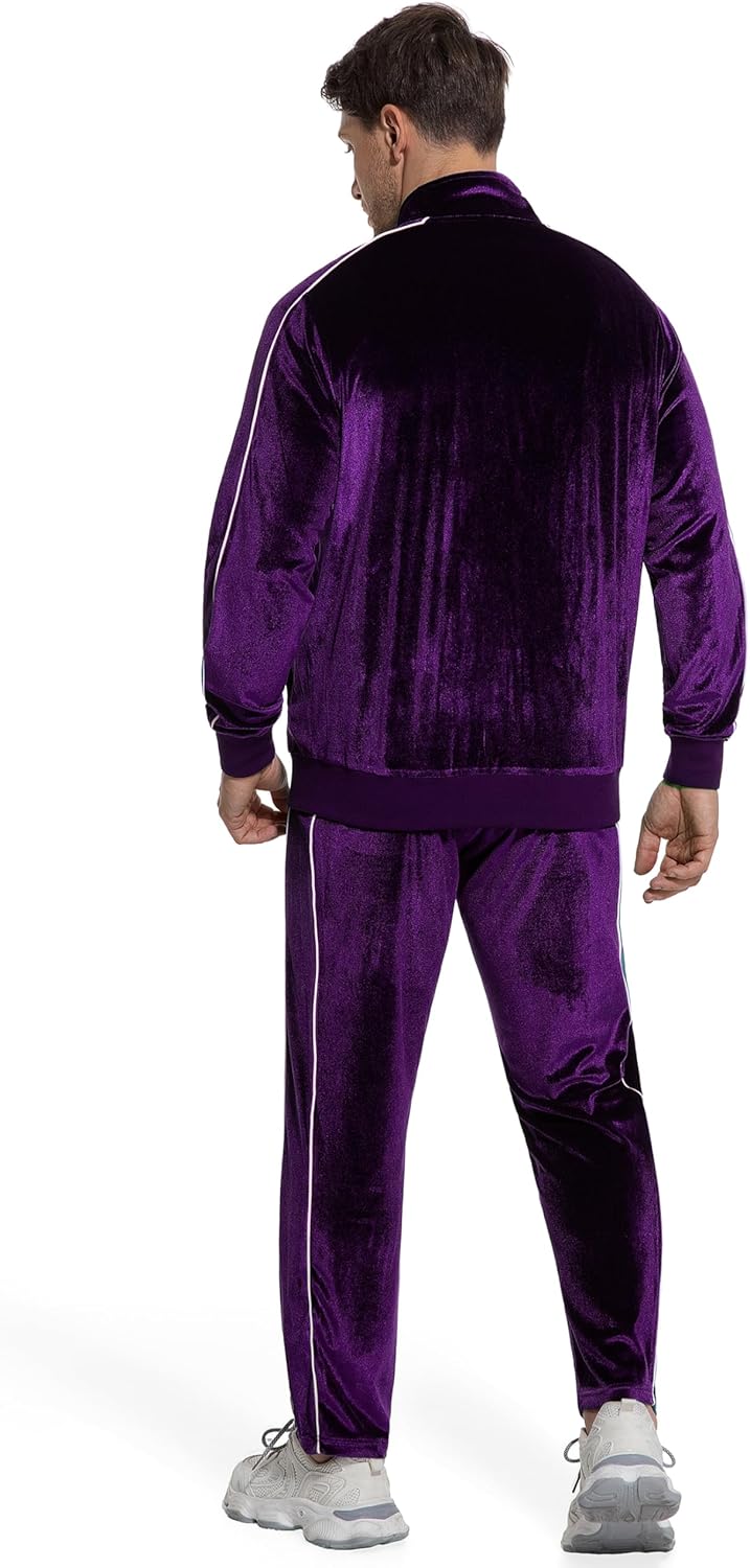 Mens Velour Tracksuit 2 Piece Set Jogging Suit Full Zip Sweatsuit Outfit with Track Suit Jacket and Pants - Image 6