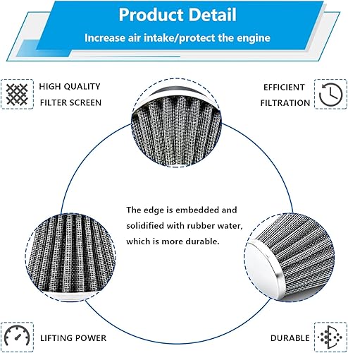 Miniatura 4 de smseace 2 filtros de aire de motocicleta de 2.047 in con 2 filtros de combustible de 316 pulgadas de repuesto para 70 cc, 100 cc, 110 cc, 125 cc,