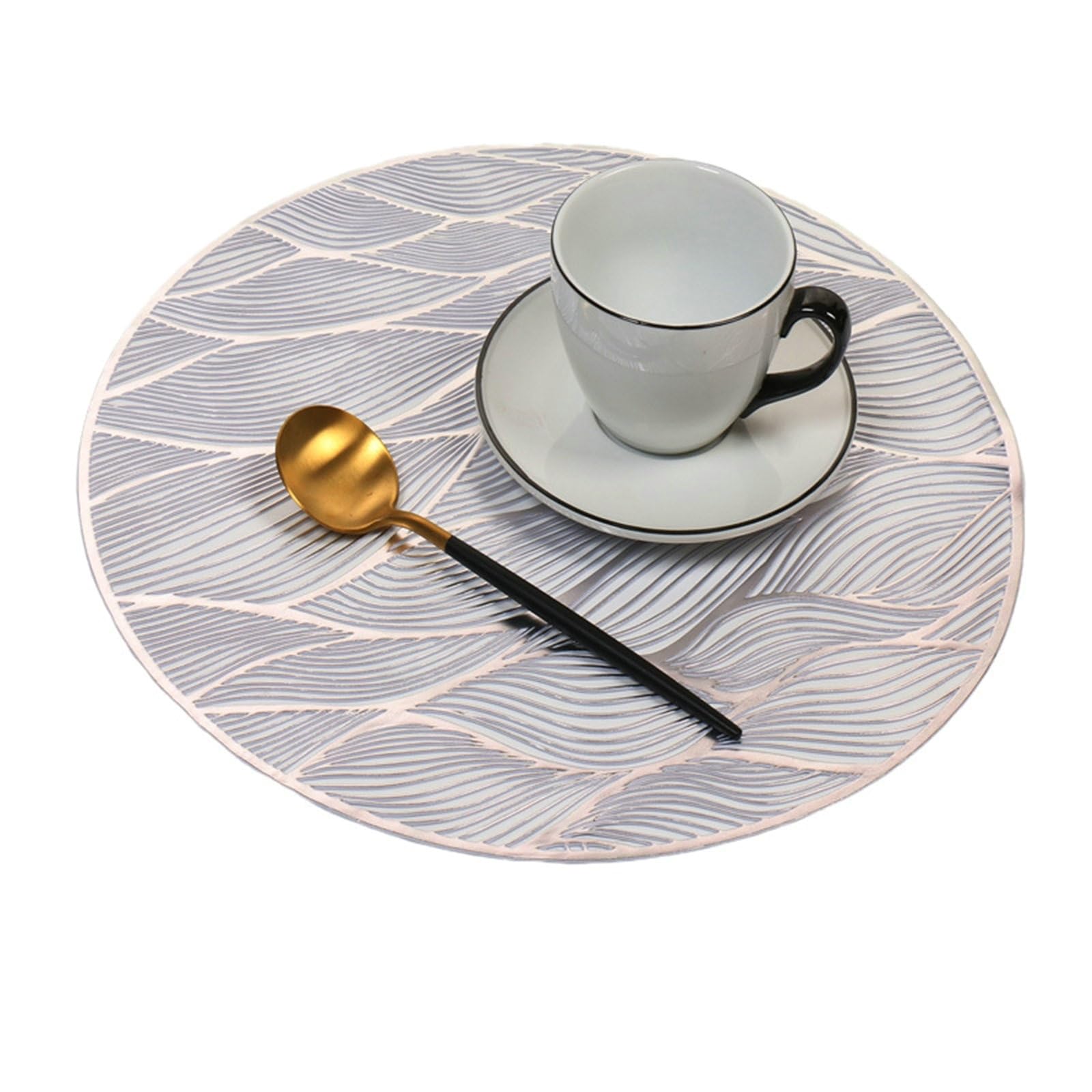 Set de table en PVC Beydodo argenté rond 38 cm imperméable et antidérapant pour cuisine - Lot de 6