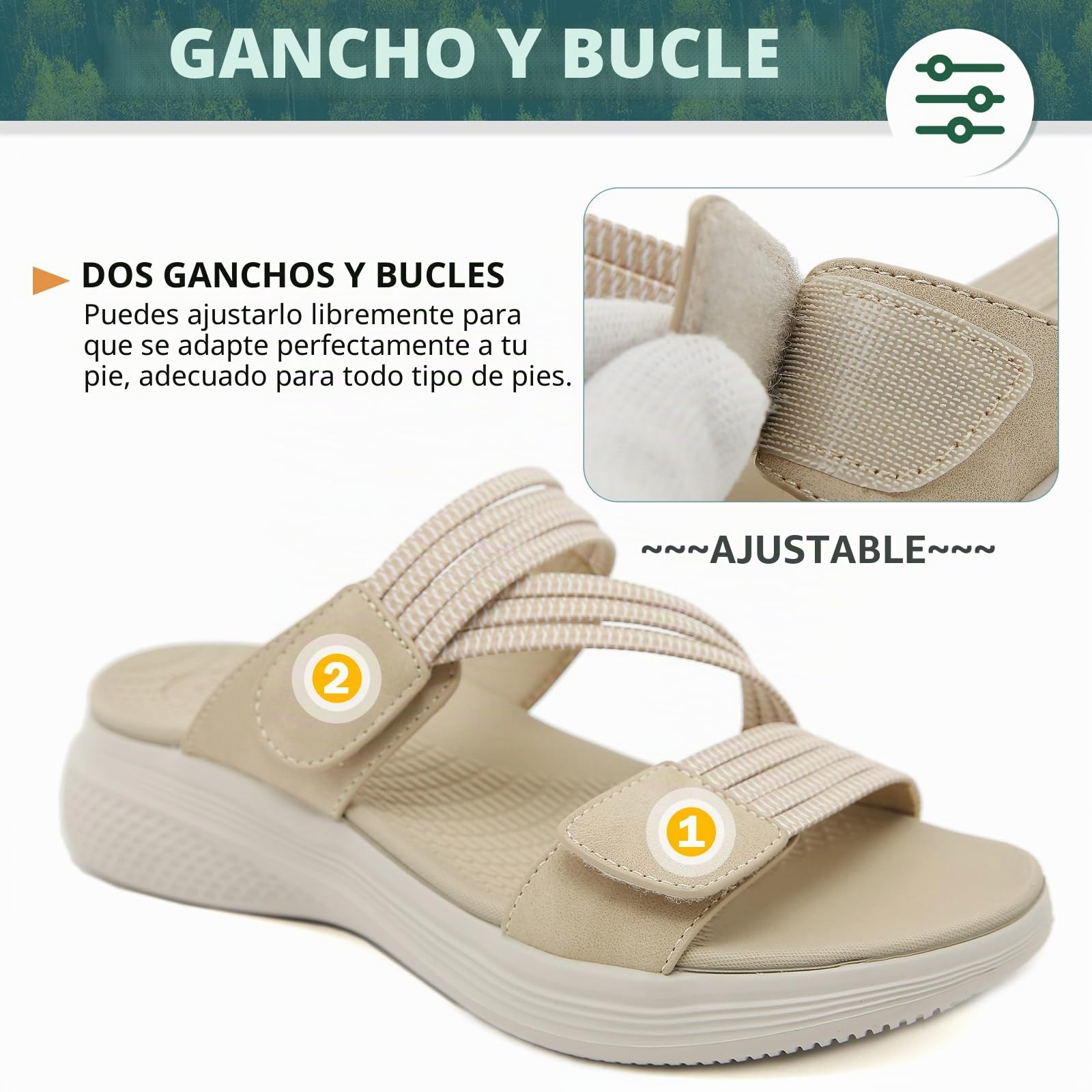 Sandalias Deportivas Mujer Verano Comodas Caminar Antideslizantes Ligera Ajustables Zapatillas