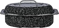 Granite Ware 13-Inch Covered Oval Roaster - Enameled Steel, 7 lb Poultry Capacity, Heat-Resistant to 932°F, Dishwasher Safe