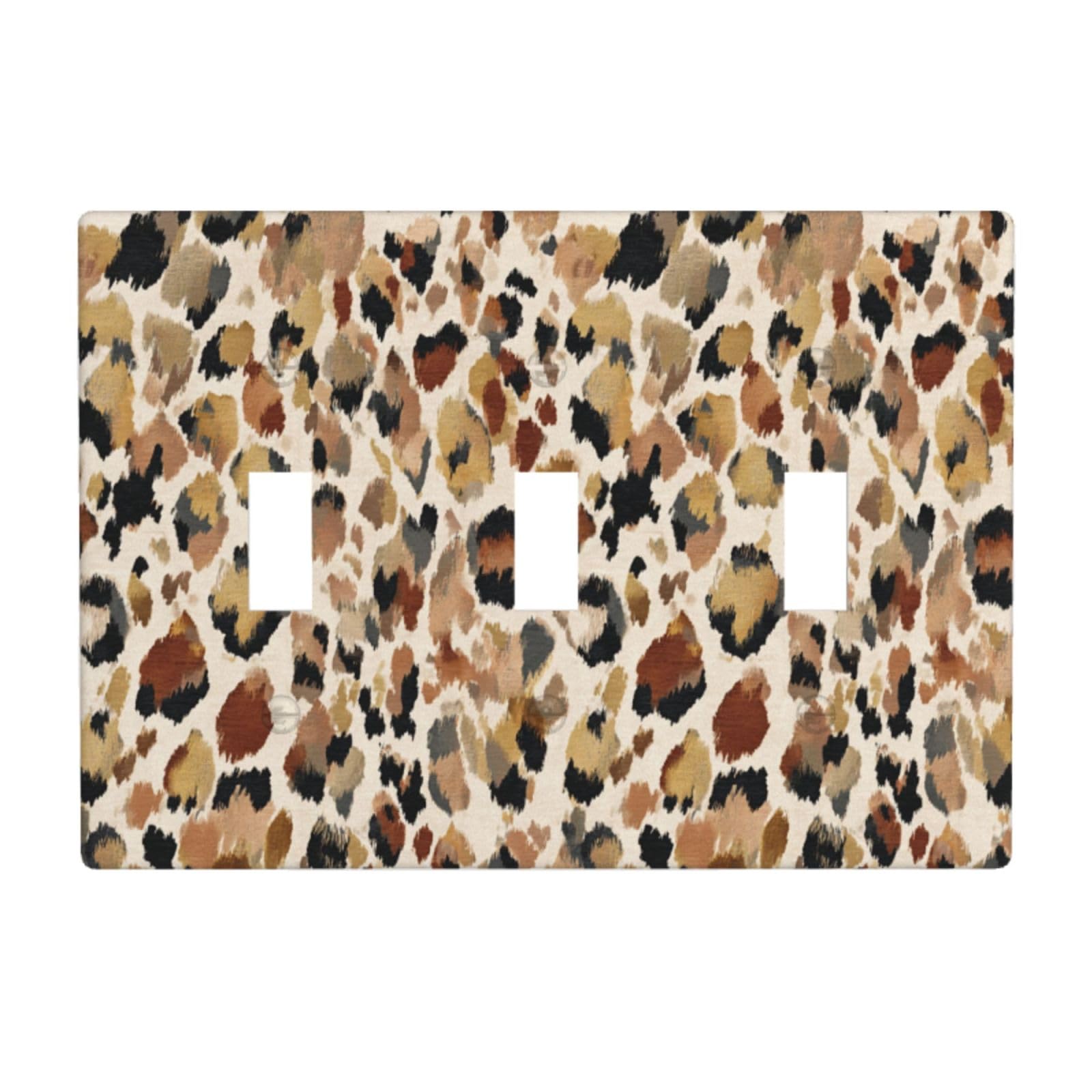 Leopard Skin Pattern Light Switch Covers 3 Gang Triple Toggle Wall Plate Switchplate Electrical Faceplate for Bathroom Kitchen Bedroom Decor