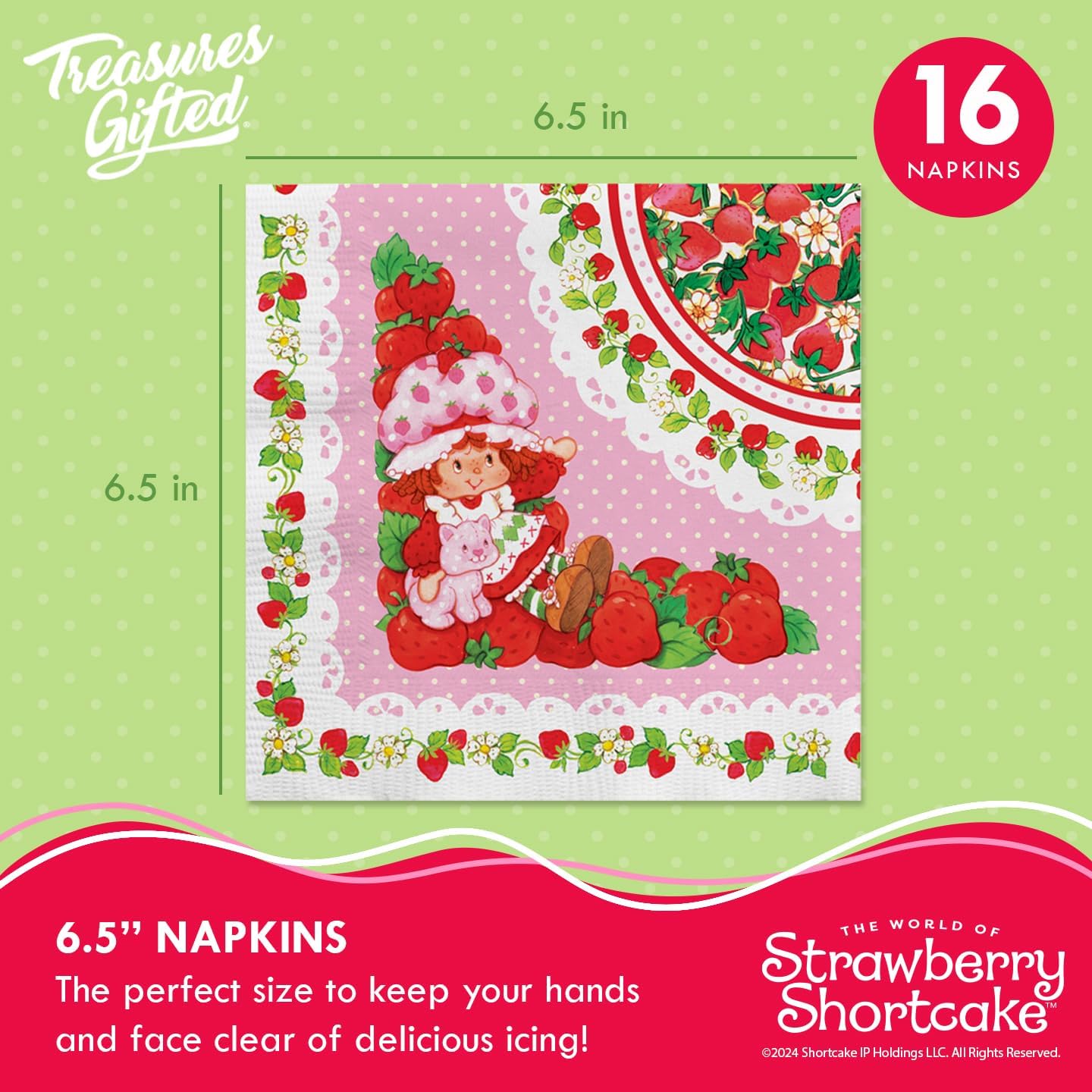 Treasures Gifted Officially Licensed Strawberry Shortcake Decorations - Serves 16 Guests Deluxe Set Strawberry Shortcake Birthday Decorations - Plates, Napkins, & More - Baby Shower Party Supplies