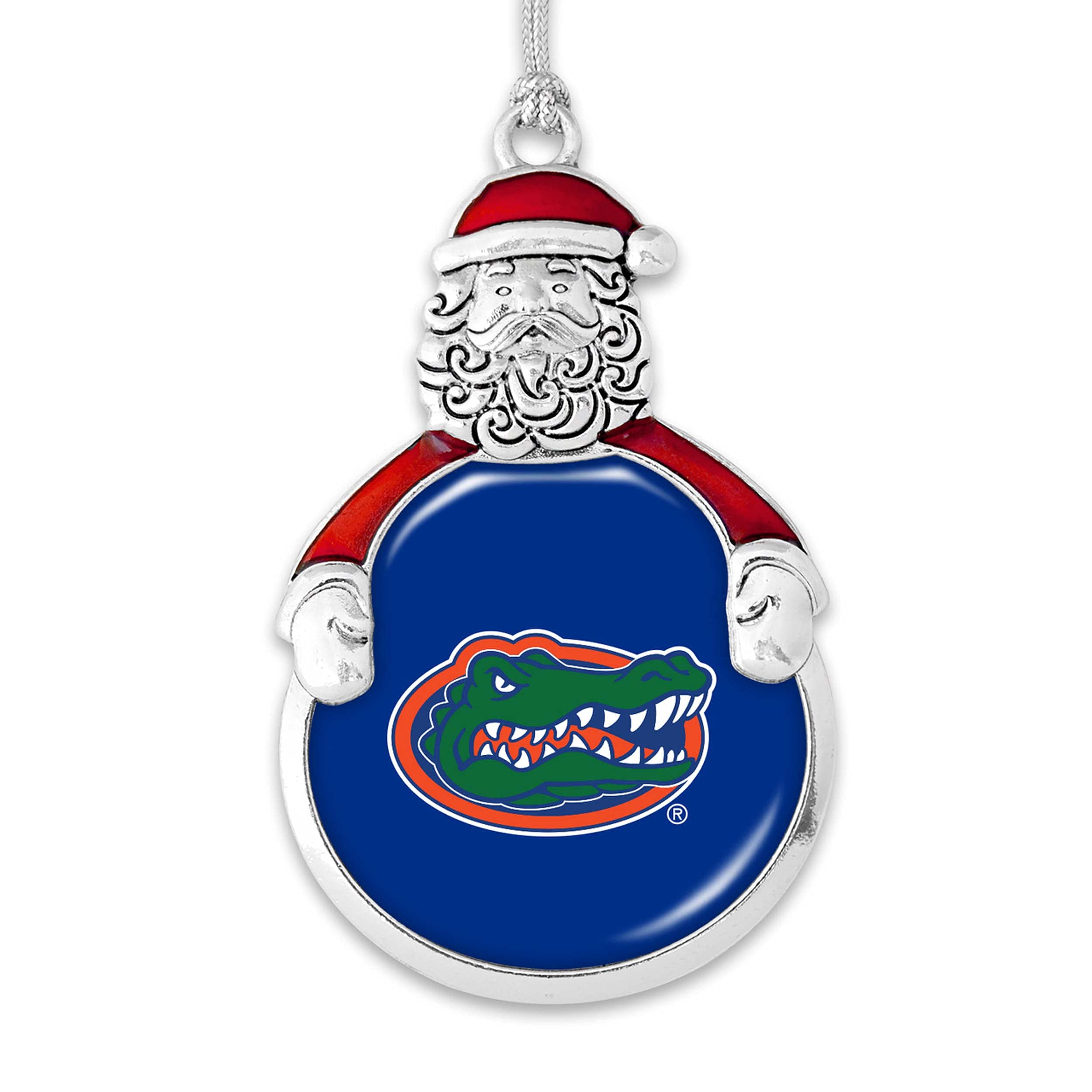 From the Heart Enterprises Florida Gators UF Santa with Team Logo Silver Metal Christmas Ornament Gift Tree Decoration
