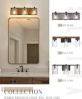 Vista 5 de Vanity Lights for Bathroom Large 23", Farmhouse Rustic Vanity Light with Bubble Glass Shades, Brown 3 Light Bathroom Lighting Fixtures Over Mirror