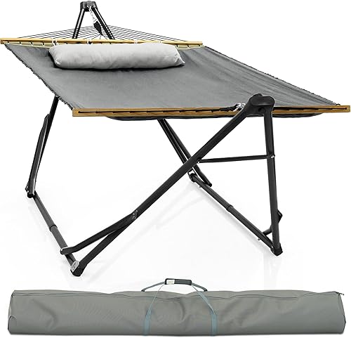 Miniatura 13 de Soporte de hamaca Tranquillo Uniki con garantía de 3 años, hamaca plegable instantánea de 30s con soporte, hamaca de camping con capacidad de 550