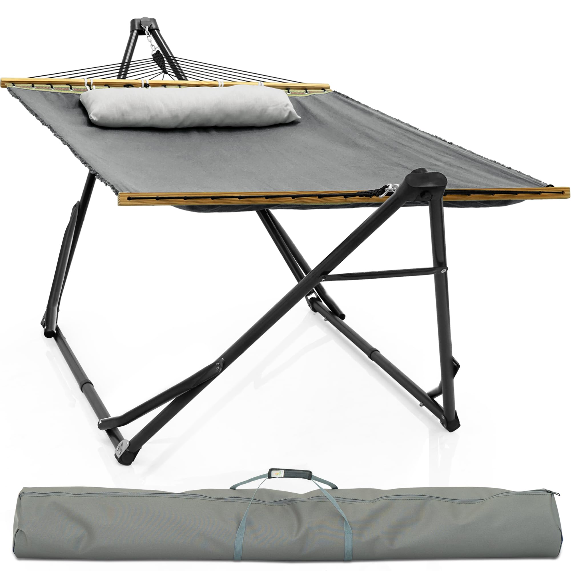 Tranquillo Unity with Hammock Stand; Premium Quality, 800 lbs Capacity, 30-Second Easy Setup, Durable Steel Frame, Pre-Assembled and Portable for Indoor &amp; Outdoor Use, Grey