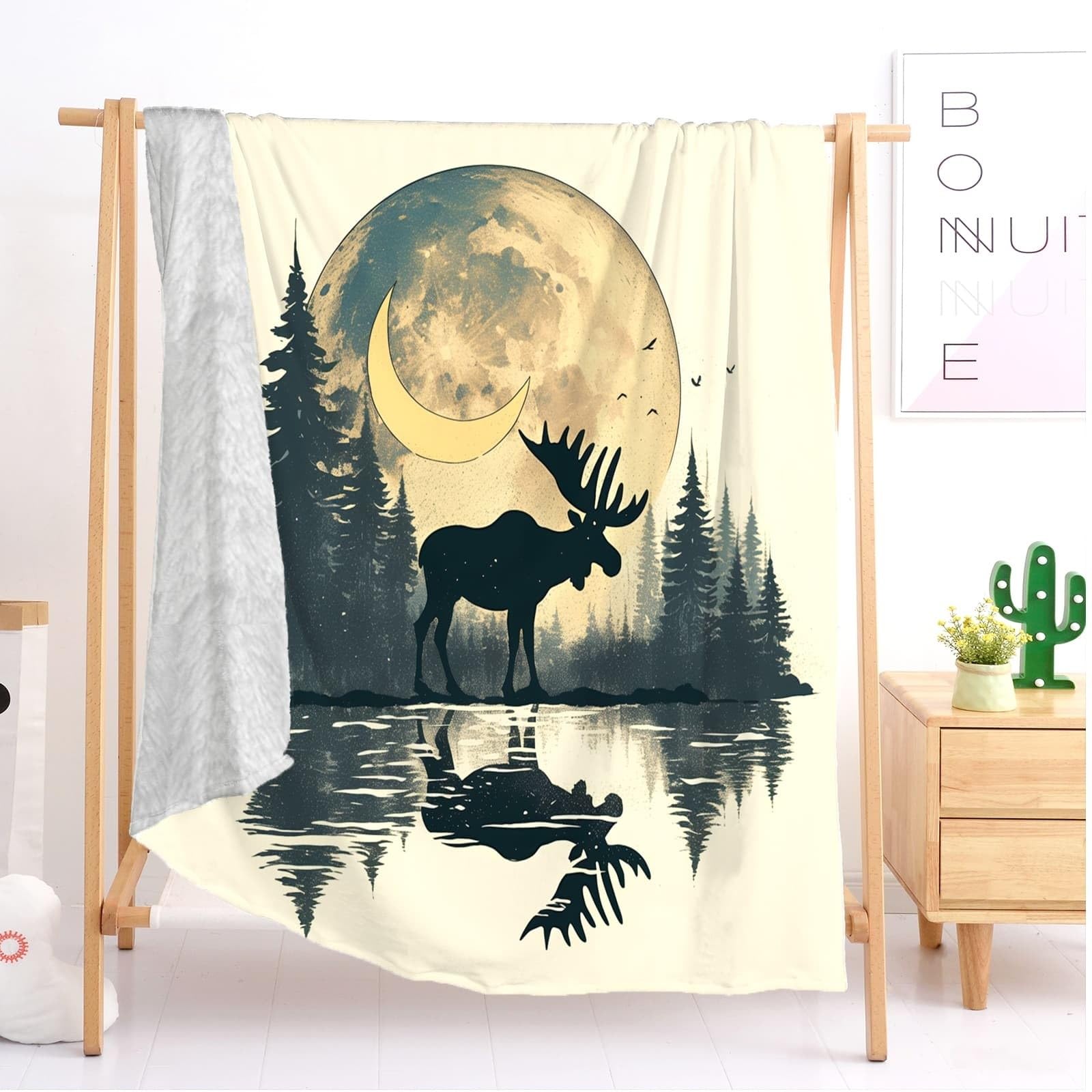 150x200 cm Toutes Les Saisons Plaid Polaire Animaux De La ForêT Naturelle Chaude Légère et Couverture Douillette Canapé/Lit Jaune Couverture Polaire Ultra Douce Cadeau pour garçons Filles