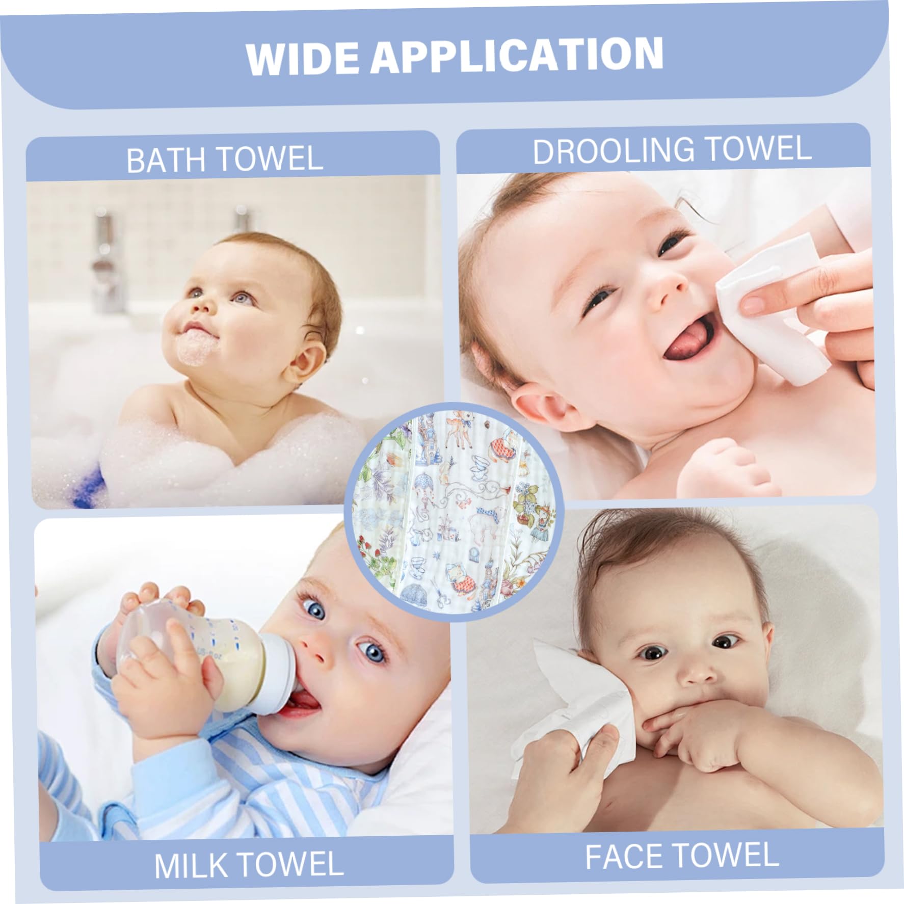 Gcroet Lot de 6 Chiffons à rots pour bébé, 20 x 10 cm, Chiffons à rots en Mousseline Douce et absorbante avec Corde de Suspension, multifonctionnels respectueux la Peau pour bébés, Nouveau-nés.
