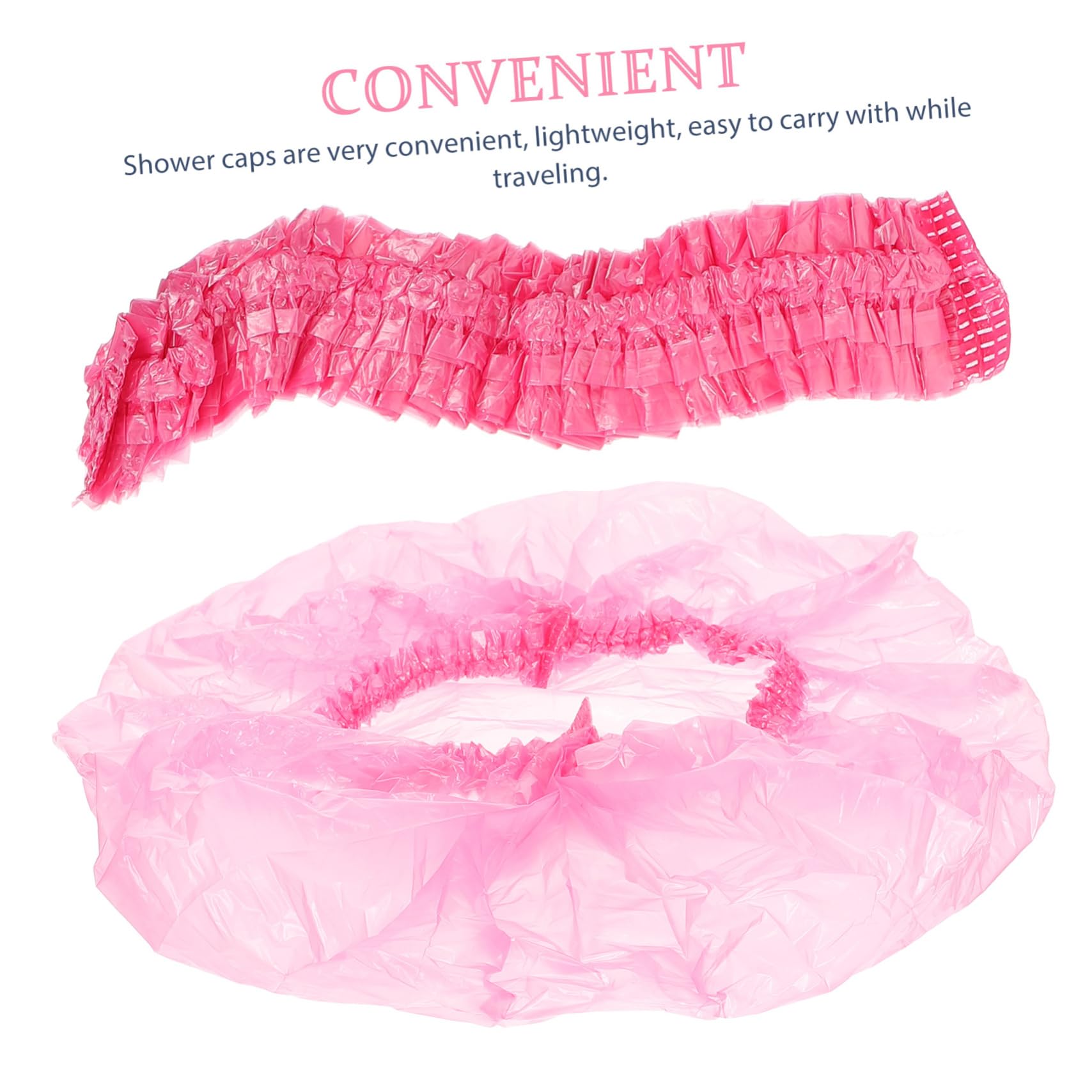 FRCOLOR Einweg Duschhauben zum Schutz der Haare Rosa für Damen aus Kunststoff 500 Stück Große Elastische Badekappen Beim Kochen und Reisen