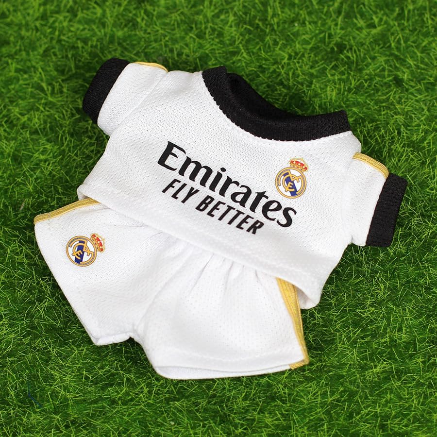 Fit Labubu Doll Football Outfit Set (No Doll) – Macaron Color Soccer Jersey and Shorts for Dolls, Soft & Stylish Doll Clothing for Collectors and Fans (Black&White)