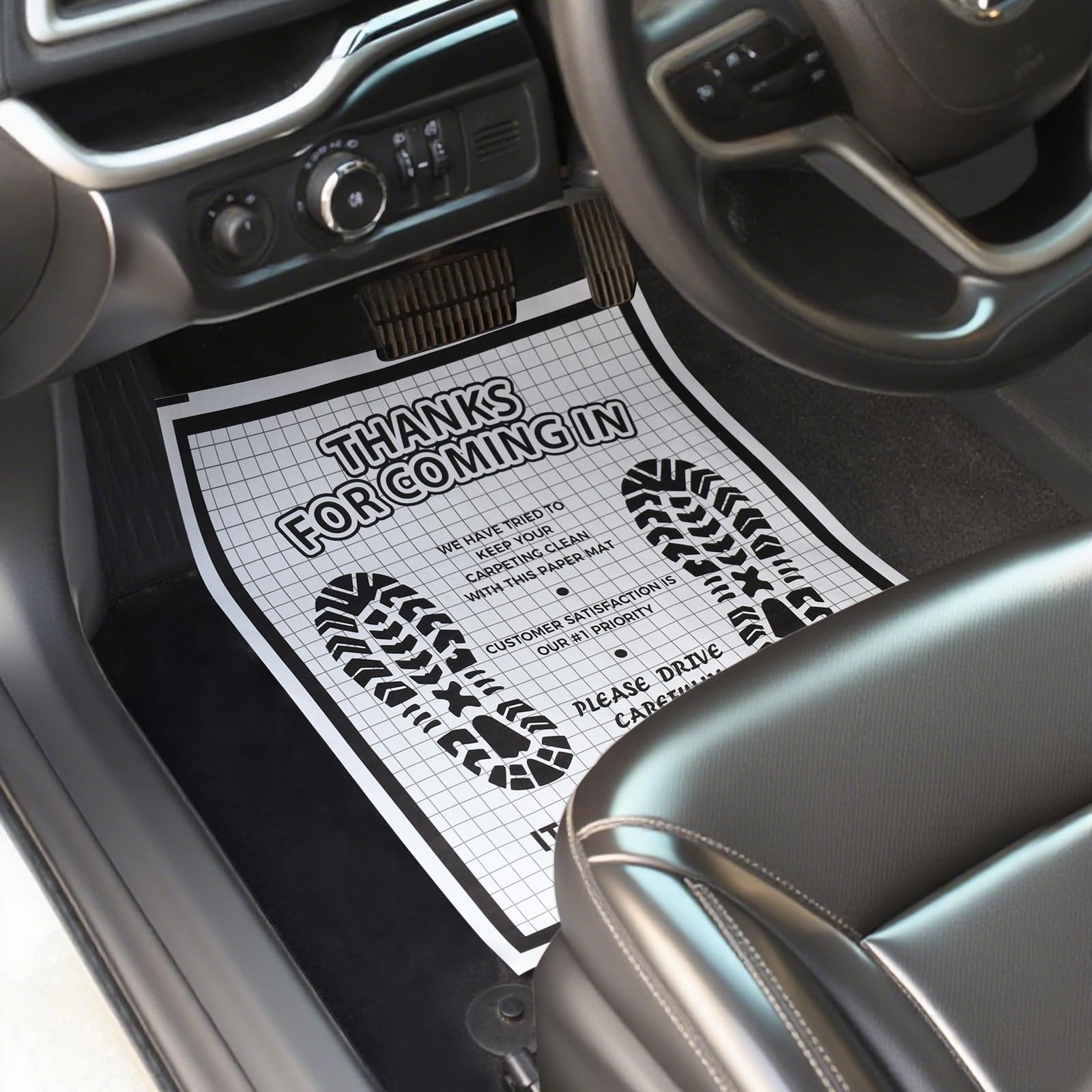 50Pcs White Paper Floor Mats for Cars 16x20 Disposable Auto Floor Pads Made of Kraft Paper Waterproof Thank — view 4