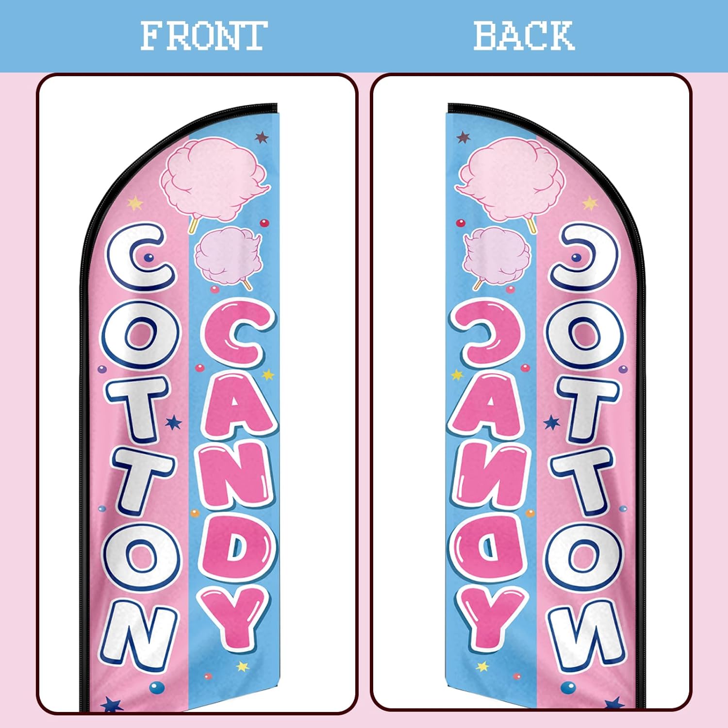 Cotton Candy Feather Flag 11FT with Pole Kit, Outdoor Swooper Advertising Banner Sign for Candy Store, Ice Cream Shop, Bakery, Festival Business Display
