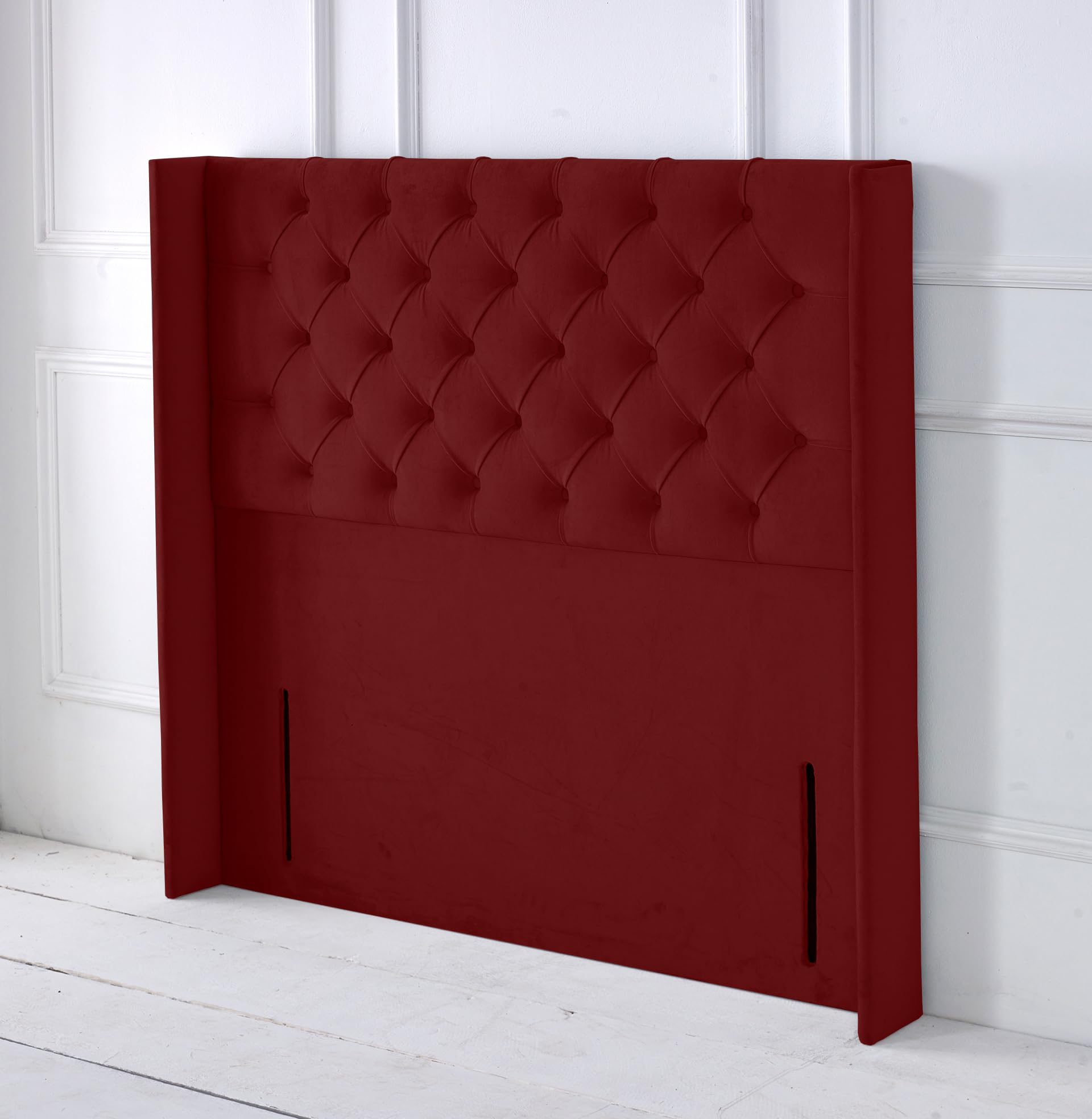 Chesterfield Ottoman Winged Divan Bed Headboard | Plush Velvet Headboards for 4ft Small Double Bed Frame | Elegant design wooden material headboards for beds (Maroon,4ft Small Double Height-50inch)