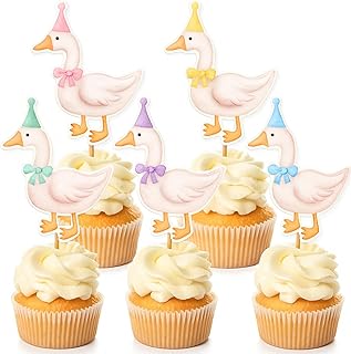 Epakh 40 Pcs Silly Goose Cupcake Toppers Bulk Silly Goose Baby Shower Decorations Birthday White Cake Topper Decorations for Funny Theme Party Supplies Favors(Multicolor)