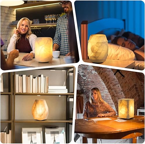 Miniatura 7 de Lámpara de mesa de calcita hecha a mano, patrón de cristal único cada uno, lámpara LED cálida regulable, lámpara única para sala de estar,