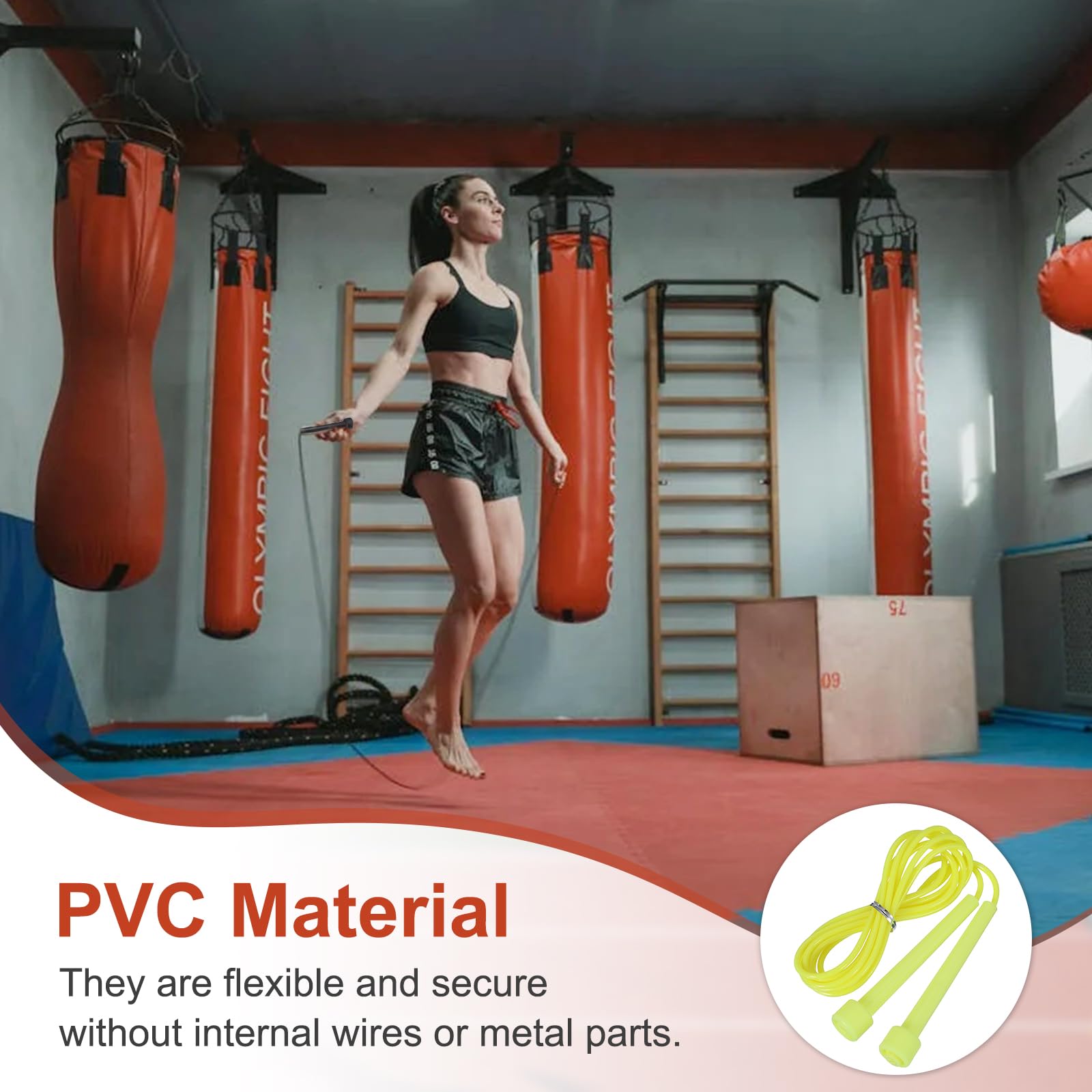 PATIKIL Corde à sauter en PVC, 24 pièces de corde à sauter à vitesse réglable, équipement d'exercice sans enchevêtrement, équipement d'exercice pour l'entraînement des femmes et des hommes