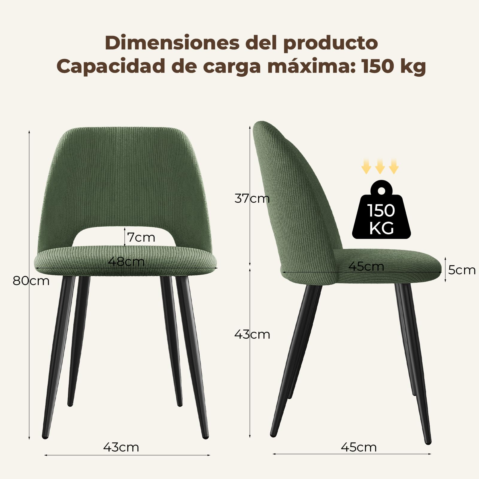 Sillas de Comedor Pack 8,Sillas de Cocina de Pana,Mezcla de Colore