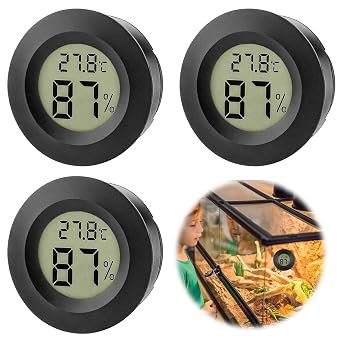3 Pcs Hygrometer Thermometer, Mini Round Hygrometer LCD Digital