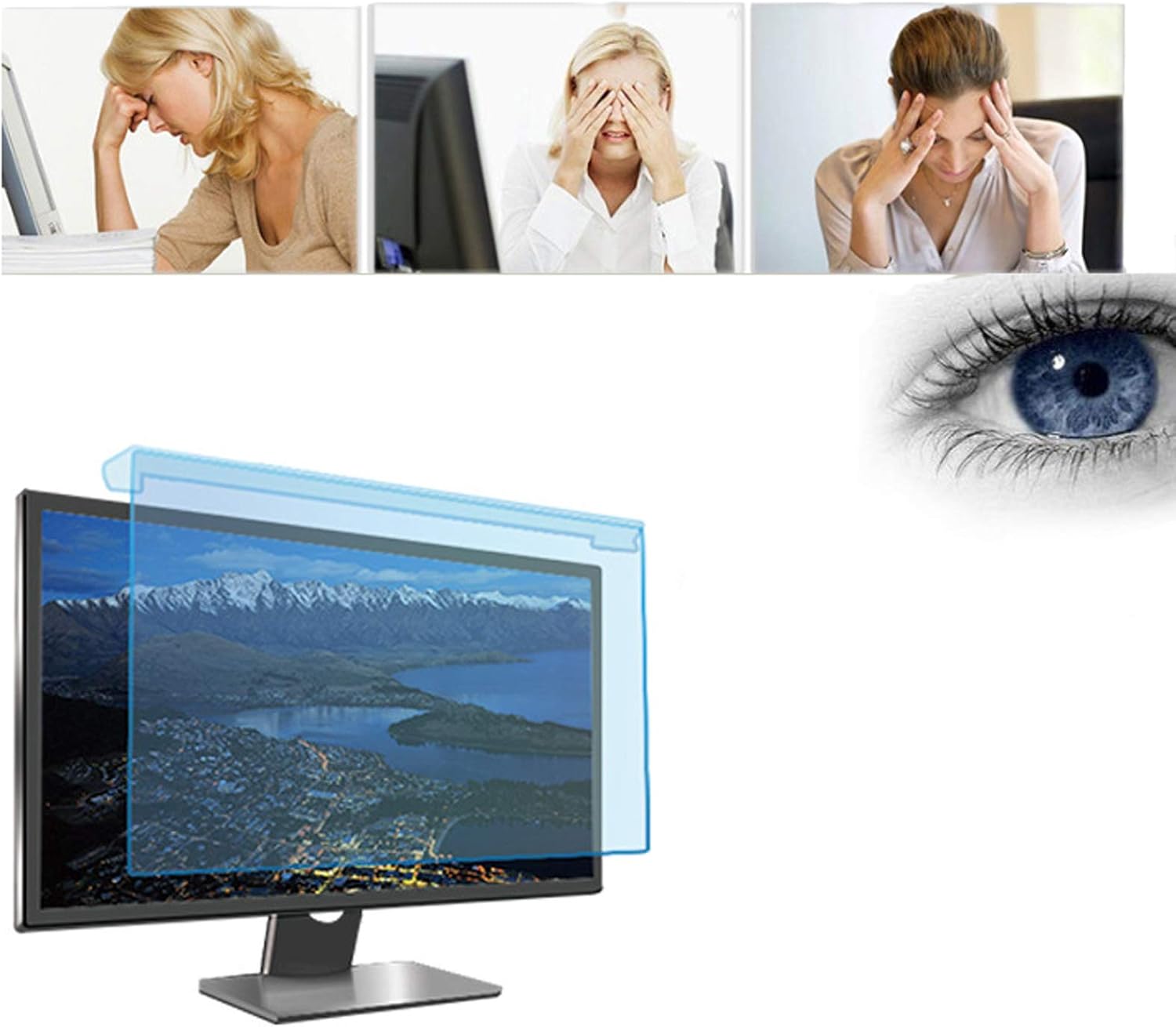 WLWLEO Anti Blue Light Screen Protector for 21-28 inch Computer Monitor Easy Hanging Protector Panel Anti Scratch Film, Removable and Reusable, Easy to Install,24 "(540×355mm)