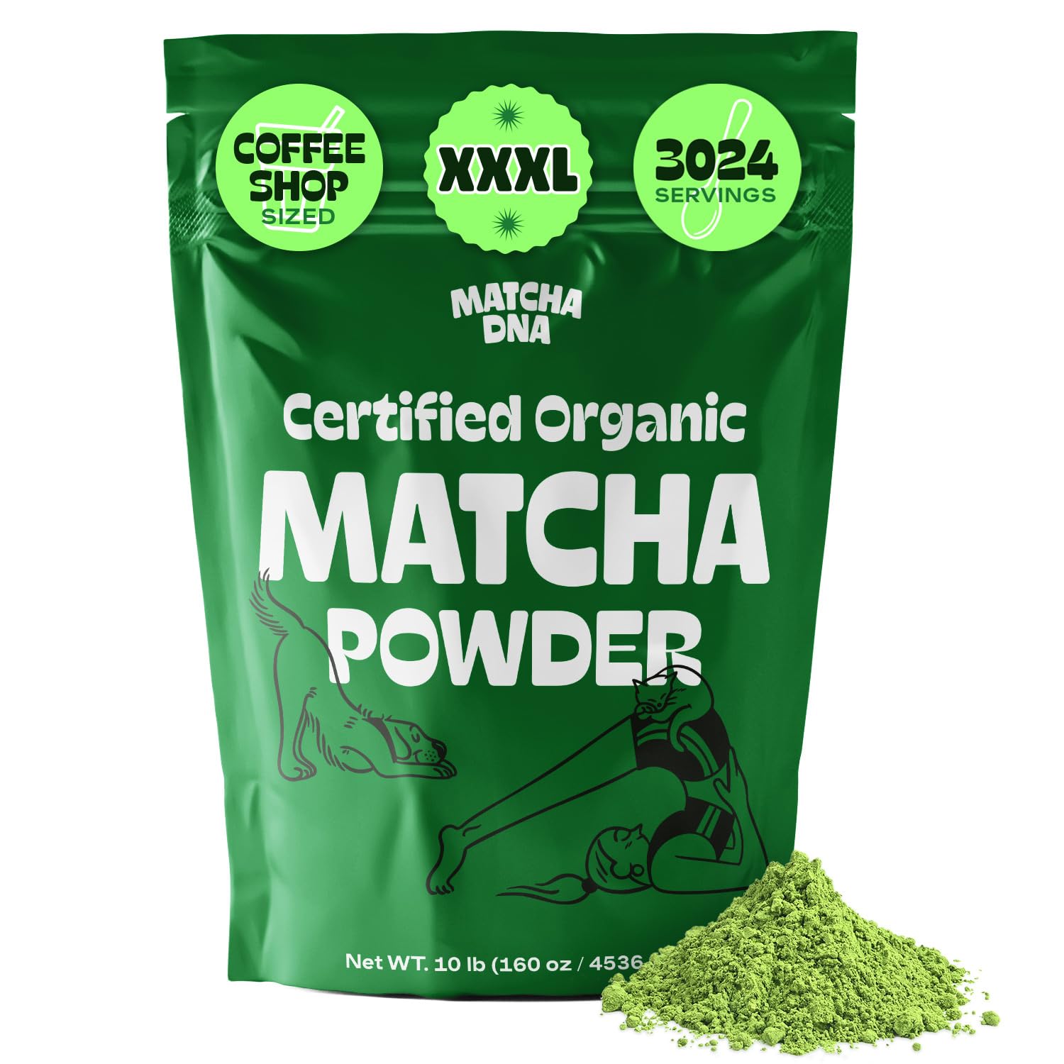 MATCHA DNA Certified Organic Matcha Green Tea Powder (160 oz BAG)