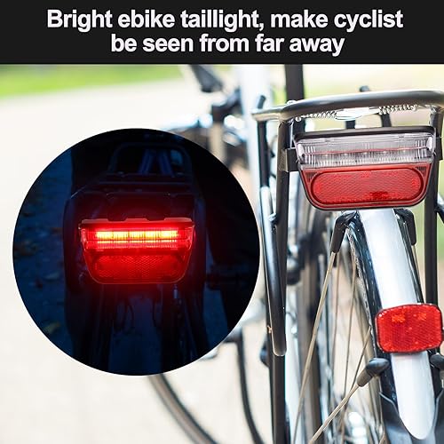 Miniatura 6 de Flash Ebike - Luz trasera de 220 de amplia visibilidad, se adapta a agujeros de rack de 1.969 in, luz trasera de bicicleta eléctrica 6V-48V con