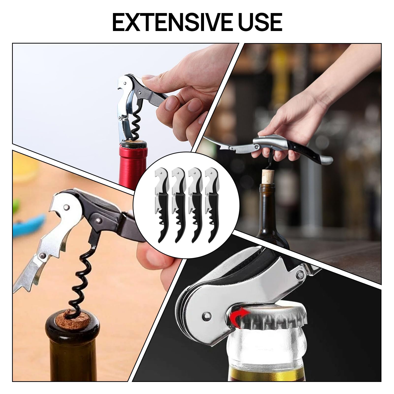 Limonadier Professionnel Ouvre Bouteille 3 En 1 - Lot De 4, Tire Limonadier Professionnel Ouvre Bouteille 3 En 1 - Lot De 4, Tire