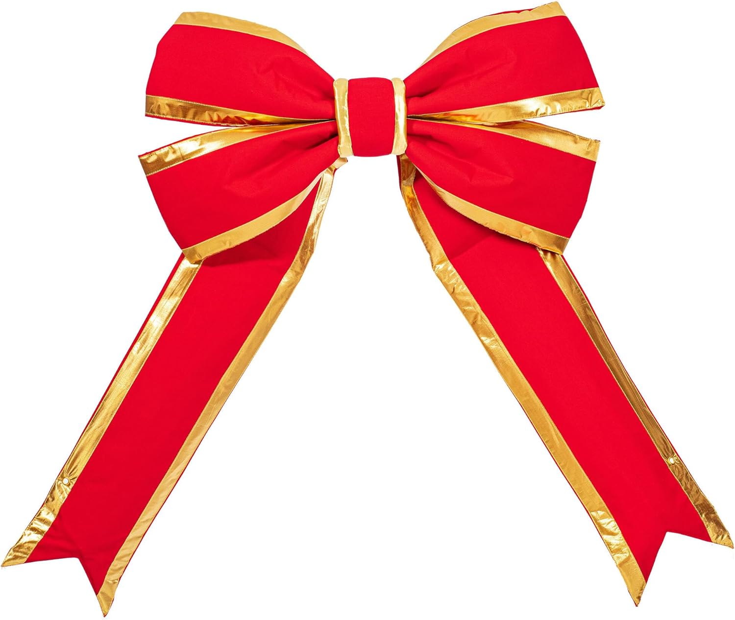Vickerman 12" x 15" Red Canvas Gold Trim Outdoor Christmas Bow with UV Treated Material and Wire to Hang.