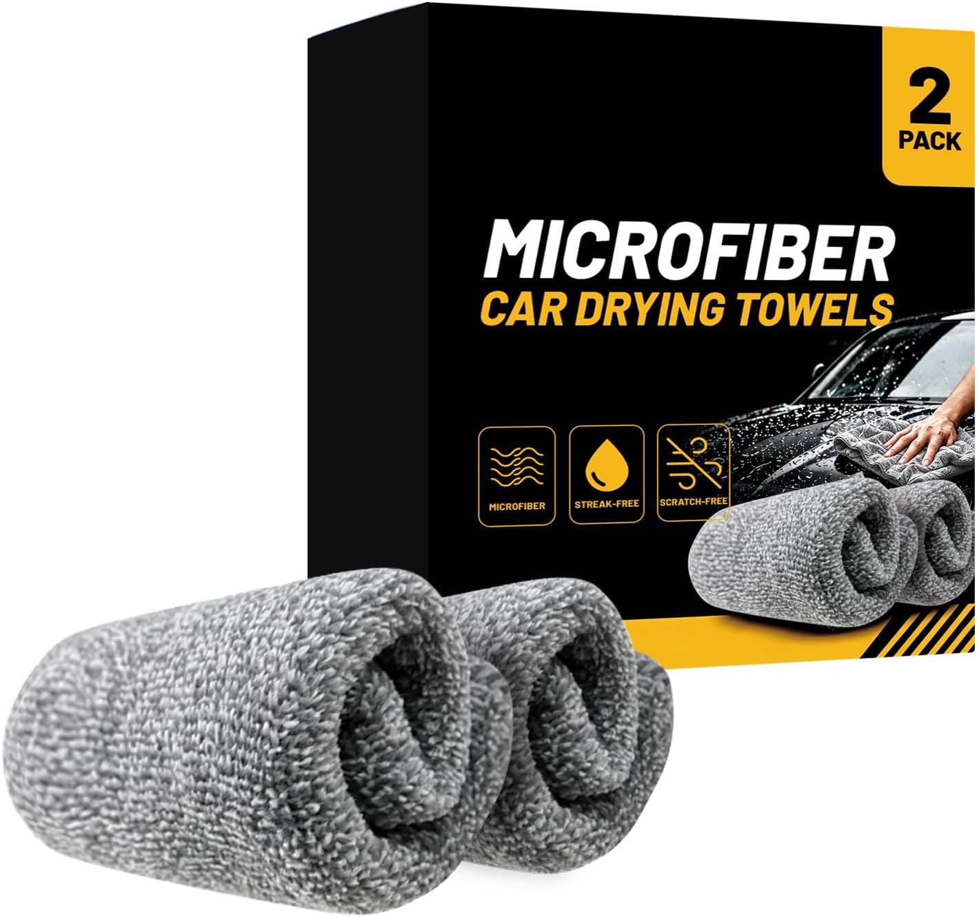 Car Drying Towels, 2-Pack Ultra Absorbent Microfiber Towels