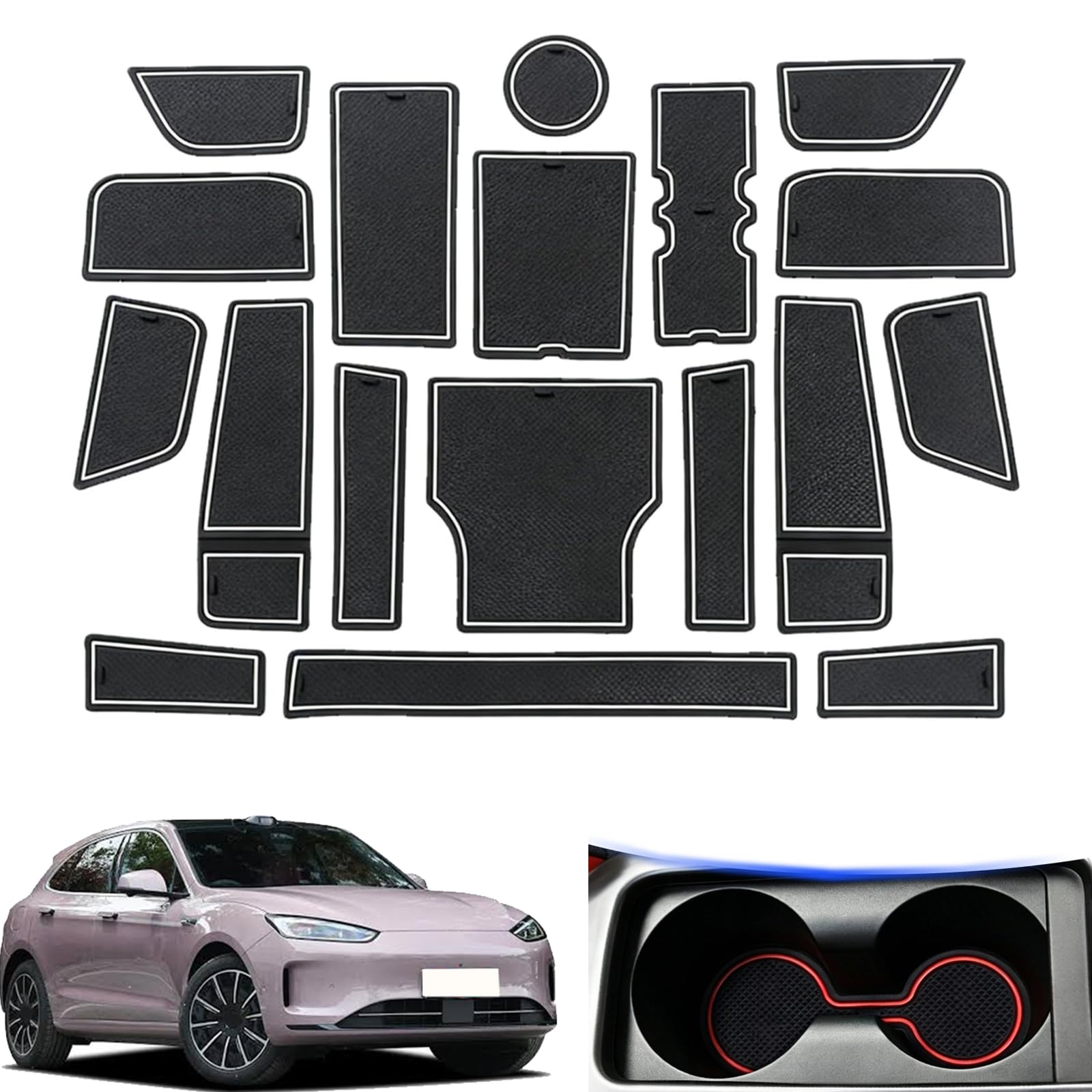 Alfombrillas para AITO M5 juego de protectores antideslizantes de consola y portavasos interior