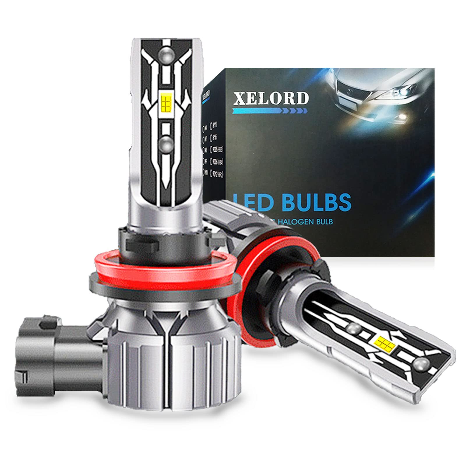XELORD H8 H11 H16 led ヘッドライト 車検対応 CSPチップ採用 led 6000K ホワイト 車用 フォグランプ バルブ 兼用 一体型 ファンレス 静音 LEDランプ DC9-18V 2個入