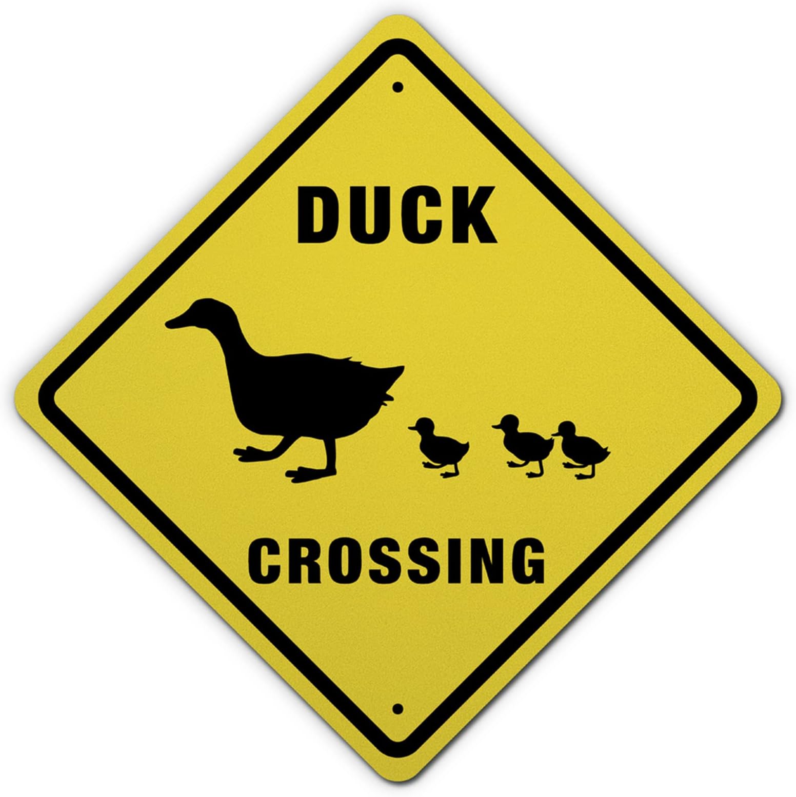 GLOBLELAND 1 Pack Duck Crossing Sign, 10x10 inches 40 Mil Aluminum Animal Caution Signs, UV Protected Reflective and Waterproof, Black Text with Yellow Background