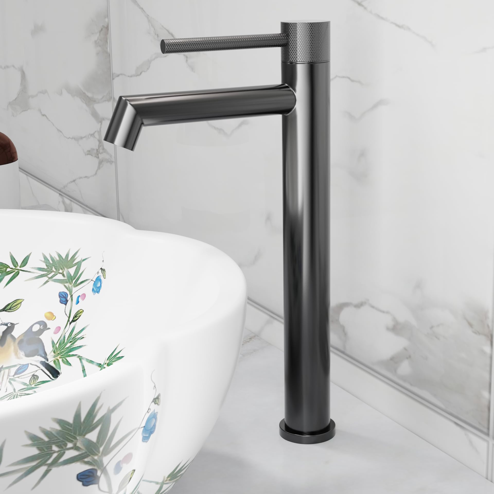 InArt® SS-304 Extra Tall Pillar Tap for Wash Basin | 12 Inch High Neck Table Top Tap with 3" Extended Thread | Long Basin Faucet Pillar Cock | 7 Years Warranty (Gun Grey)-image-45