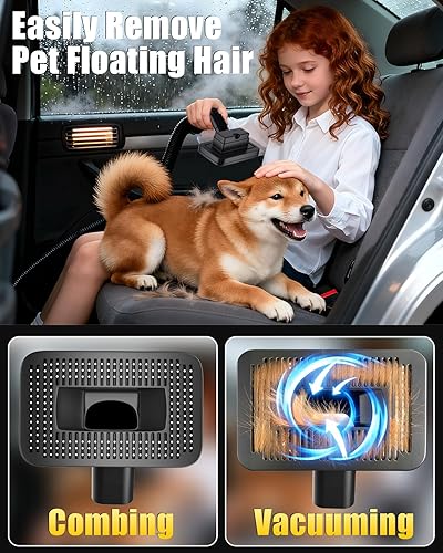 Miniatura 5 de SEEDUSTRY Aspiradora de mano inalámbrica, mini aspiradora de automóvilaspiradora portátil de aseo de mascotas, 3 modos de succión, hasta 18000 pa, 6