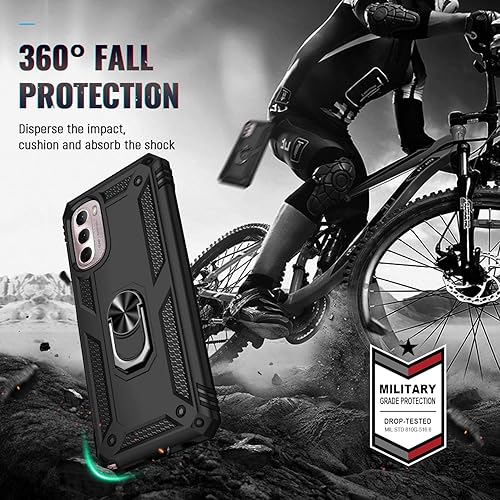 Miniatura 4 de Funda de grado militar para Moto G Stylus 5G 2022, anillo giratorio de metal de 360 grados, soporte de soporte, armadura resistente a prueba de